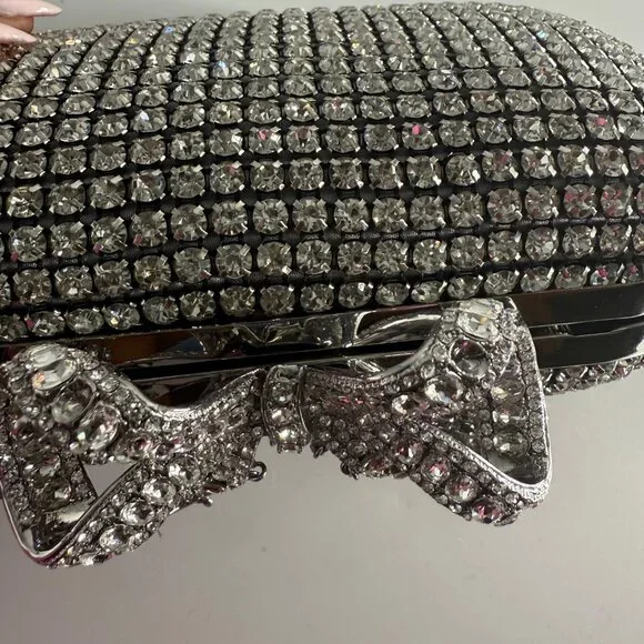 Self-Portrait Crystal Embellished Clutch With Bow Detail - Picture 13 of 13